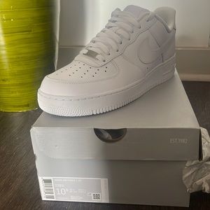 White Nike Air Force 1s size 10.5